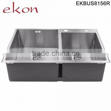 Double Bowl Stainless Steel Handmade Undermount Sink With Drainer photo-5