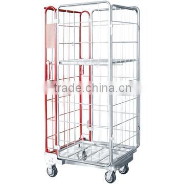 Hot sale Foldable metal mesh Storage Roll Container carts