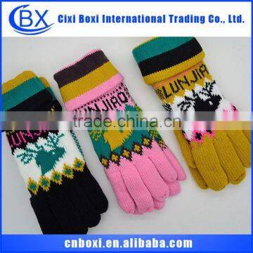 Jacquard snow custom Christmas acrylic 2014 new design gloves