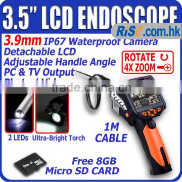 3.5" LCD 3.9mm Endoscope Borescope Zoom Rotate Scope 1M Cable Inspection Camera