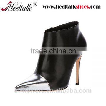 Quality Genuine leather high heel steel toe shoes women ankle boots