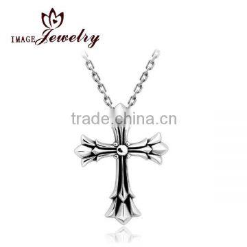 925 sterling silver cross pendant, pure couple silver pendant necklace