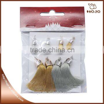 Hanging Tassel With Cap Yellow & Grey 8 Pcs Decoration and Jewelry Pendant or for Curtains and Car