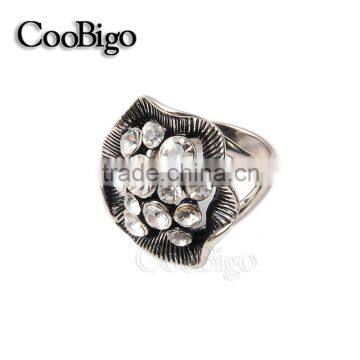 Fashion Jewelry Rhinestone Flower Ring Vantage Style Women Party Show Gift Dresses Apparel Promotion Accessories photo-2
