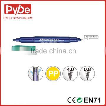 Non- toxic round barrel metallic marker pen double head