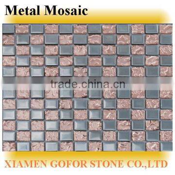 Multi purpose backsplash decorative metal mix glass mosaic tile