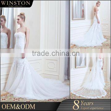 OEM factory panel train wedding dresses strapless low back real picture