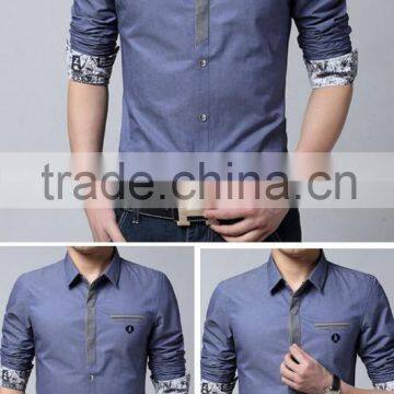 Nice men shirts&model man shirt new style 2016 spring middle sleeve with cuff shirts