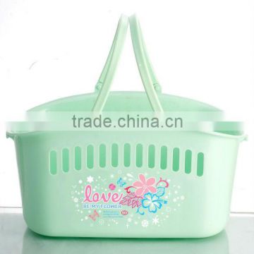 wholesale high grade large size plastic lanudry basket with handle , plastic storage basket