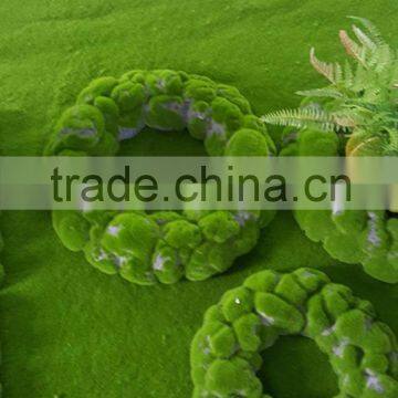 China manufacture wholesale artificial moss wreath flocking grass circle for garden decoration