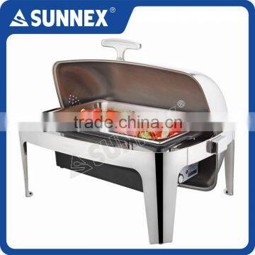 SUNNEX Highly Polished Stainless Steel Roll Top Cover 220V AC, 760W 8.5LTR/9U.S.Qt Electric Chafing Dish