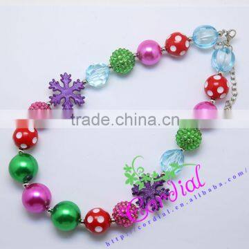 High Quality Fashion Kids Costume Jewelry Handmade Acrylic Bead Purple Snowfake DIY Beaded Christmas Necklaces Jewelry