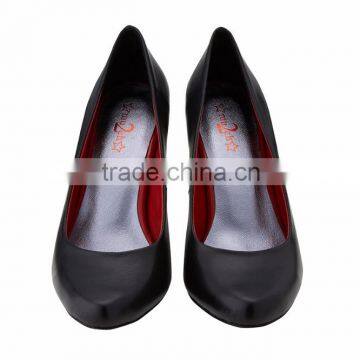 Europe Sexy Stylish High Heel Tiny Square Shape Classic Ladies Breatheable PU Lining Comfortable Black Sheep Skin Pump Shoes photo-2