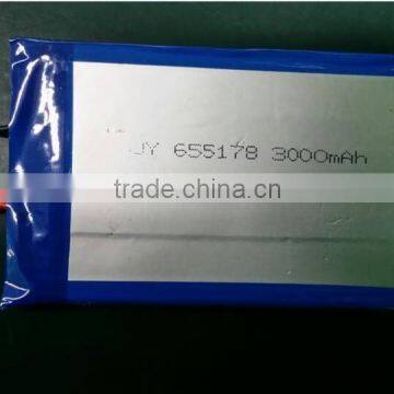 3000mAh 3.7V Rechargeable Li-Polymer Battery 655178