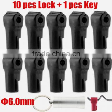 Black Plastic Retail Shop Display Hook Lock Anti Sweep Theft Stop Hook Lock