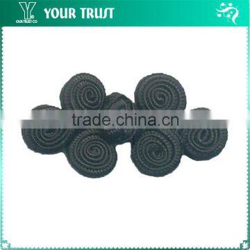 Height 2.5 Centermeter All Black Sew On 100% Nylon Chinese Knot Frog Buttons