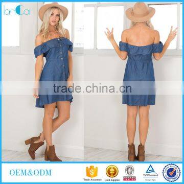 Off shoulder denim women sexy go out wear cute girls short dresses