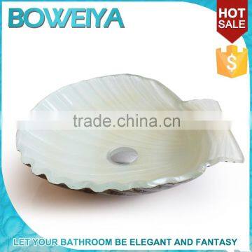 Boweiya Tempered Glass Basin Supplier Shell Shape Shallow Handbasin