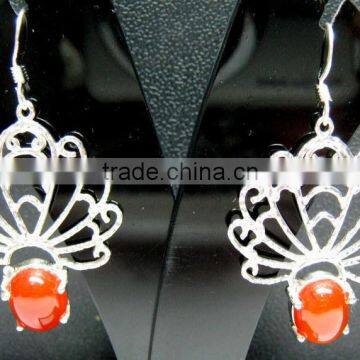 Carnelian Oval Natural Gemstone Earrings, 925 Solid Sterling Silver Earrings, Designer Cabochon Dangle Earrings