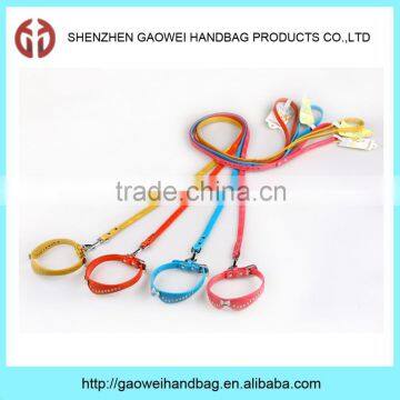 Fashion Diamond Studded Leather Dog Collar With Nice Colour;diamond-studded Leather Dog Collar and Leash;dog Collars and Leashes