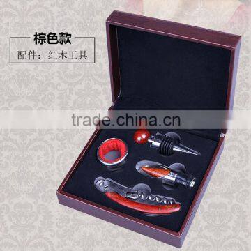 Factory OEM Supply Handmade Wine Tool Set With Leather Box, PU Leather Wine Accessories Gift Set Box photo-5