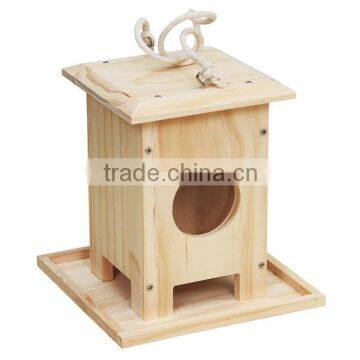 Wholesale Unfinished Handmade Customize Carved Wooden Bird Feeder