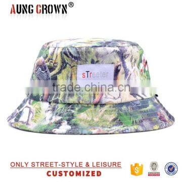 woven label bucket hat wholesale/cheap digital print bucket hat/custom digital print bucket hat