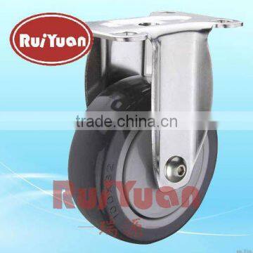 Stainless Steel Fixed Castor with POLYURETHANE Wheel