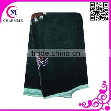 100 Cotton Lace Fabric With Many Rhinestones 0037 African Velvet Fabric