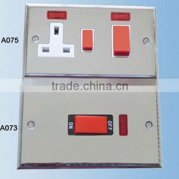 A075SCP A073SCP Step Polished Stainless Metal Panel wall Switch socket