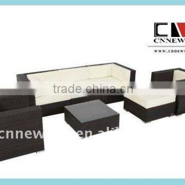 Outdoor PE rattan leisure sofa set with waterproof cushions