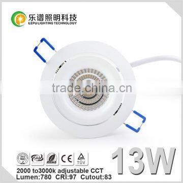 TUV SAA Petent Design Adjustable 2000-3000k Cob Downlight 83mm Cutout Downlight Ip44 photo-4