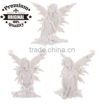 polyresin white flower fairy sitting 10cm