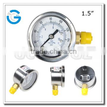 High quality 1 1/2inch 40mm stainless steel side connection gas manometer