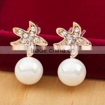 2016 fashion pearl earring / pearl earring designs/double sided pearl earring