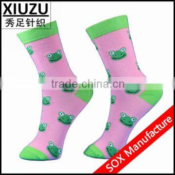 Cartoon Cotton Frog Jacquard New Design Socks For Ladies