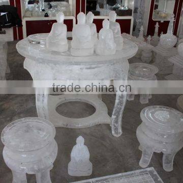 cutomized hand carved clear melting crystal Tables and chairs