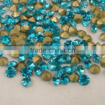 Best selling ss45 aquamarine color glass point back stone for jeweler making factory                        
                                                Quality Choice