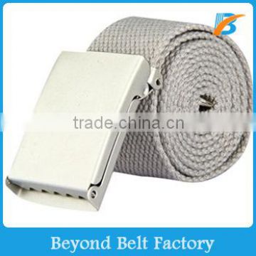 Beyond Men's Casual Grey Webbing Cotton Belt with Metal Flip-Top Buckle