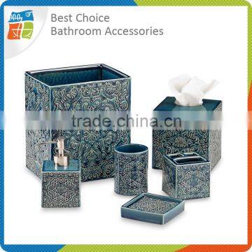 Solid Embossed Ceramic Bathroom Accessory Set photo-3