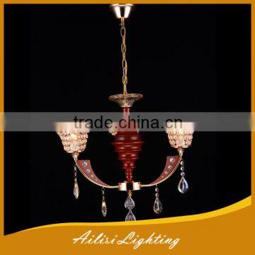vintage 3 light gold energy saving crystal chandelier with Pipa drops