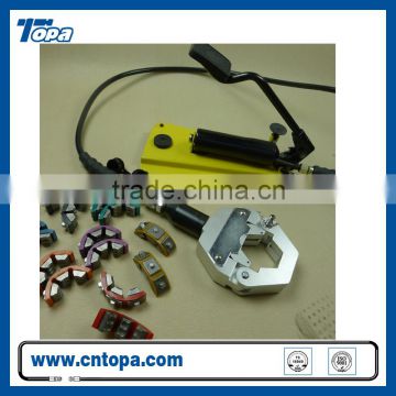 Manual hydraulic hose crimping tool for repair, rebuild, or assemble a/c hose assemblies