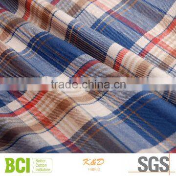 100% cotton yarn dyed twill check fabric of 40*40/90*70 for shirting