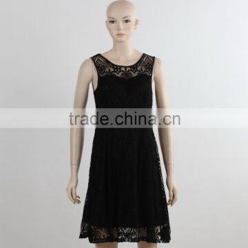 F5S40354 One Color Women Black Lace Dress