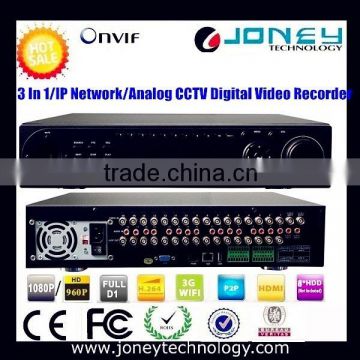 h.264 Network Security CCTV 32 Channel Hybrid DVR, with DVR,NVR,HVR, functions