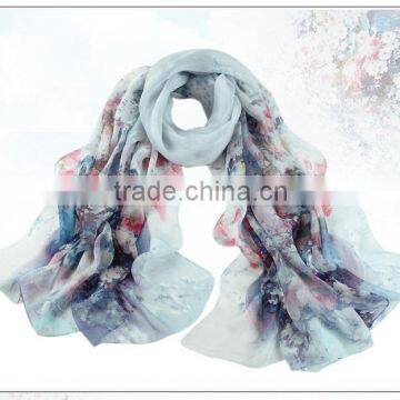 Wholesale 2016 New China Digital Printed Silk Long Fashion Scarf for Lady photo-2