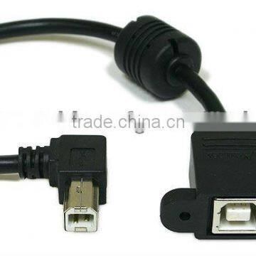 Panel mount USB B Female to right angle USB B male plug with Ferrite Core