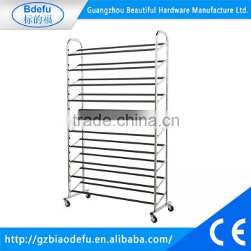 Metal Easy Assembling Shoe Rack,10 Tiers 50 Pair display Shoe rack