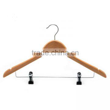 High Quality Wooden Hanger With Notches With Metal Chrome Plate Clip photo-2