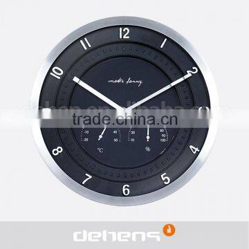 DEHENG plastic dial wall clock with temperature display